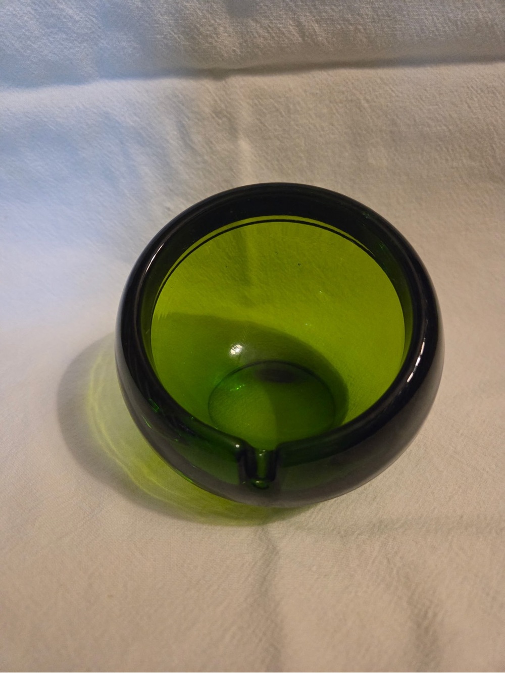 Viking MCM Green Glass Orb Ashtray